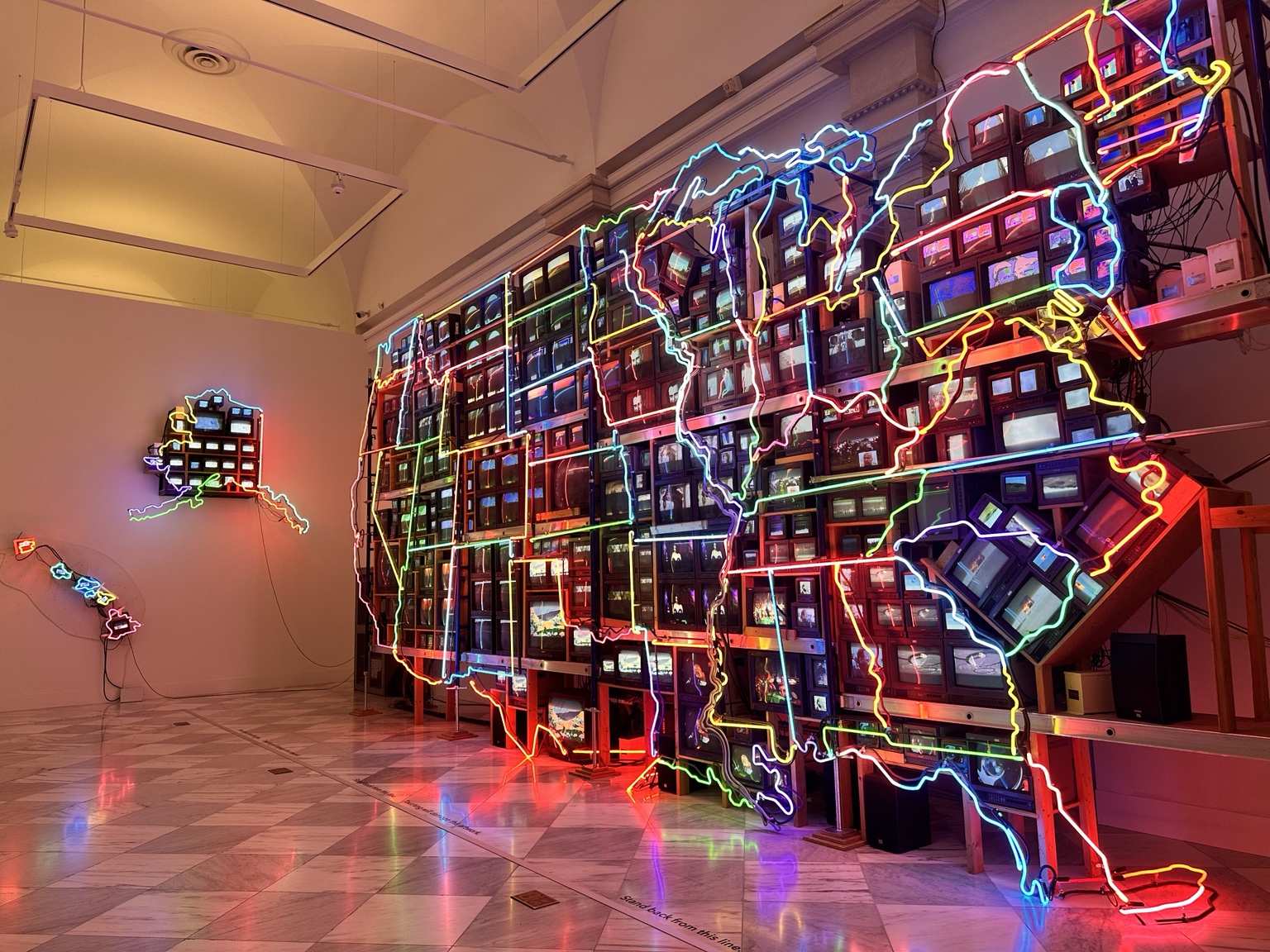 A colorful illuminated art installation