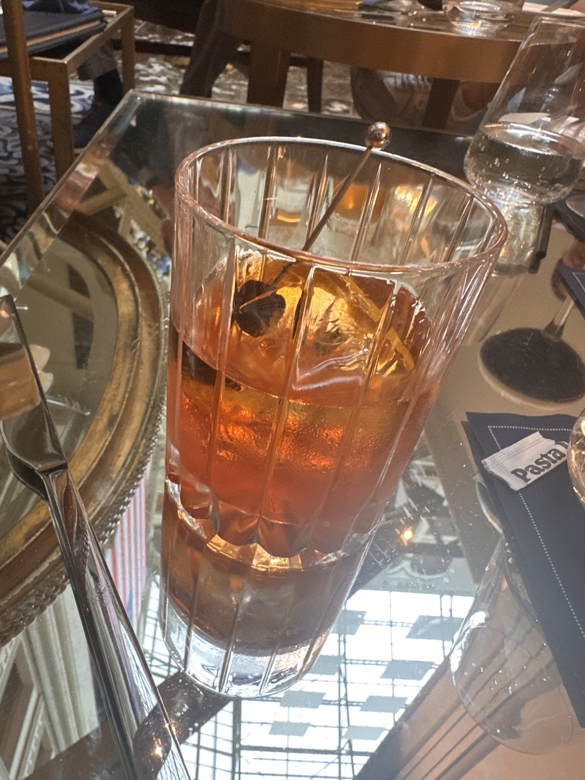 A drink beneath the glass atrium